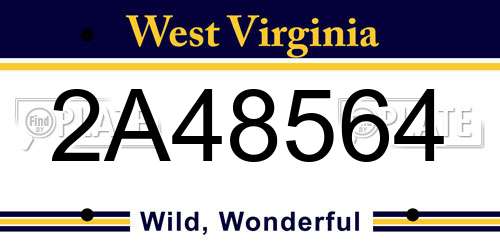 2A48564 West Virginia License Plate