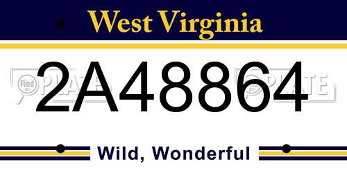 2A48864 West Virginia License Plate