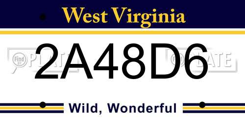 2A48D6 West Virginia License Plate