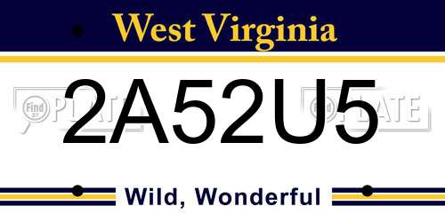 2A52U5 West Virginia License Plate