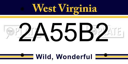 2A55B2 West Virginia License Plate
