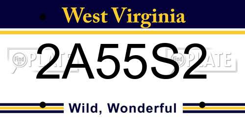 2A55S2 West Virginia License Plate
