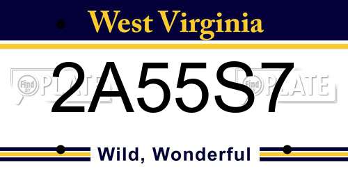 2A55S7 West Virginia License Plate