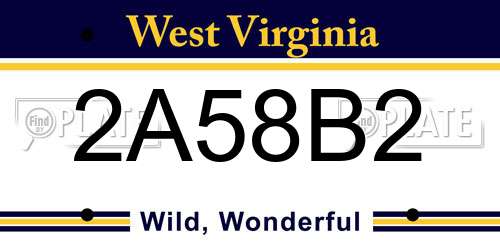 2A58B2 West Virginia License Plate