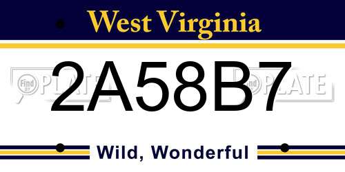 2A58B7 West Virginia License Plate