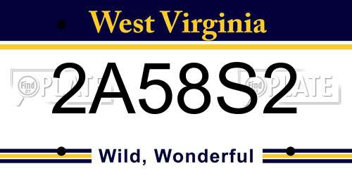 2A58S2 West Virginia License Plate