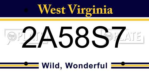 2A58S7 West Virginia License Plate