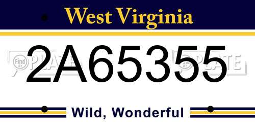 2A65355 West Virginia License Plate