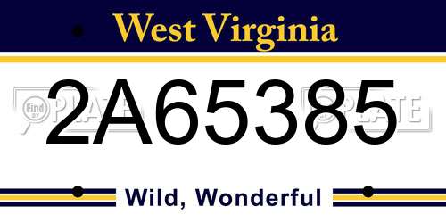 2A65385 West Virginia License Plate