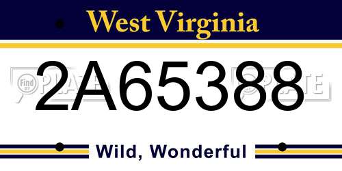 2A65388 West Virginia License Plate