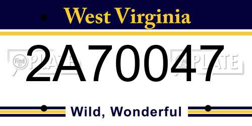 2A70047 West Virginia License Plate
