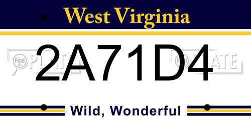 2A71D4 West Virginia License Plate