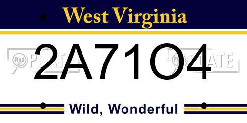 2A71O4 West Virginia License Plate