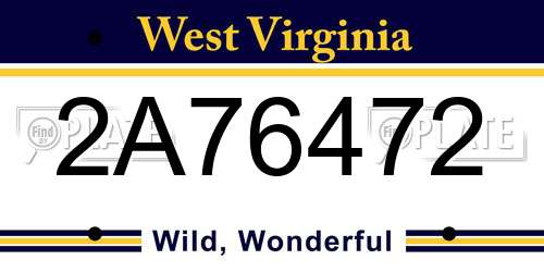 2A76472 West Virginia License Plate
