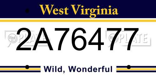 2A76477 West Virginia License Plate