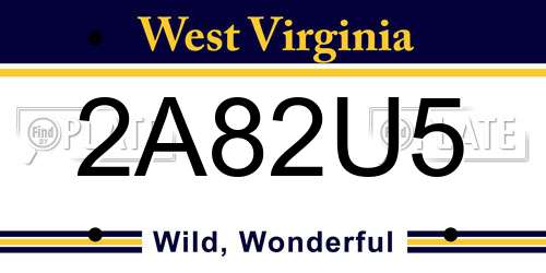 2A82U5 West Virginia License Plate