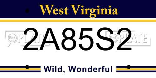 2A85S2 West Virginia License Plate