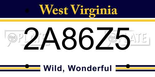 2A86Z5 West Virginia License Plate