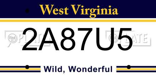 2A87U5 West Virginia License Plate