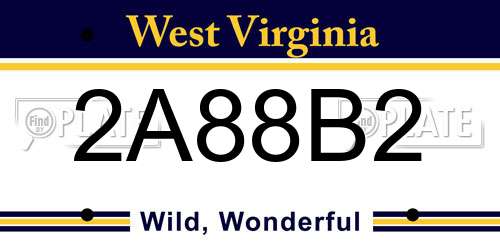 2A88B2 West Virginia License Plate