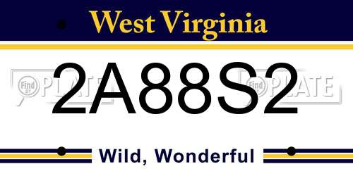 2A88S2 West Virginia License Plate