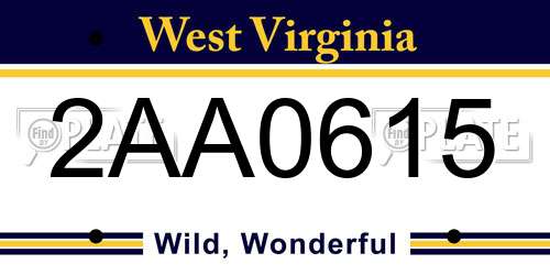 2AA0615 West Virginia License Plate