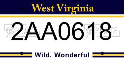 2AA0618 West Virginia License Plate