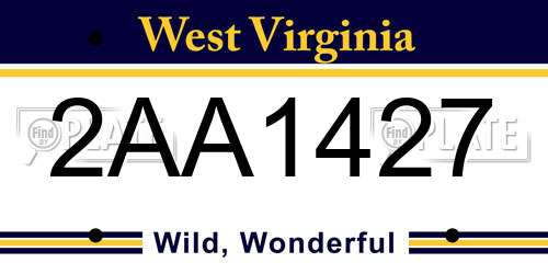 2AA1427 West Virginia License Plate