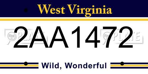 2AA1472 West Virginia License Plate