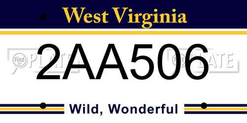 2AA506 West Virginia License Plate