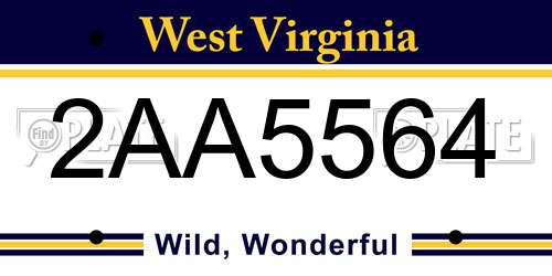 2AA5564 West Virginia License Plate