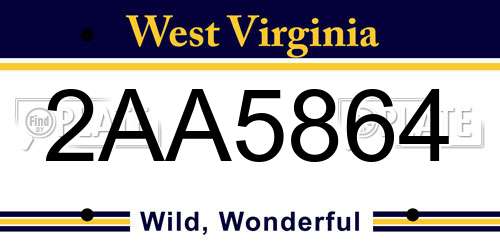 2AA5864 West Virginia License Plate