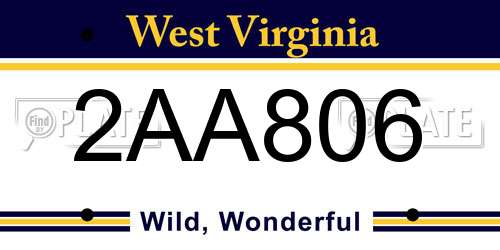 2AA806 West Virginia License Plate