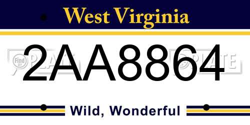 2AA8864 West Virginia License Plate