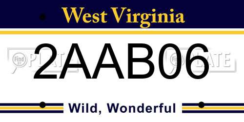 2AAB06 West Virginia License Plate