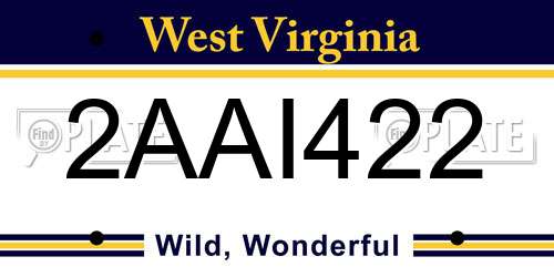 2AAI422 West Virginia License Plate