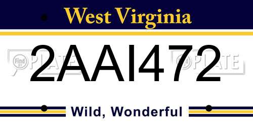 2AAI472 West Virginia License Plate