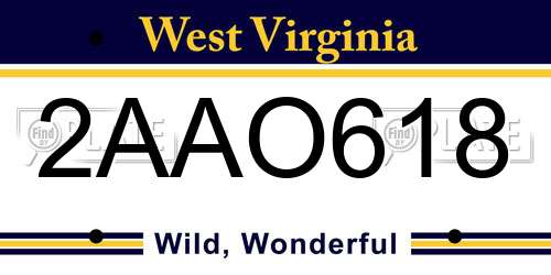 2AAO618 West Virginia License Plate