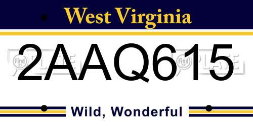 2AAQ615 West Virginia License Plate