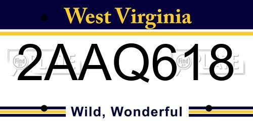 2AAQ618 West Virginia License Plate