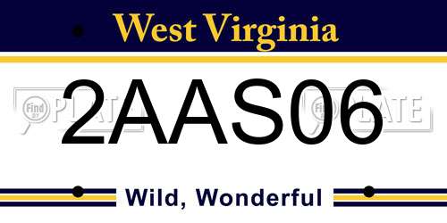 2AAS06 West Virginia License Plate