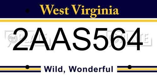2AAS564 West Virginia License Plate