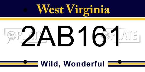 2AB161 West Virginia License Plate