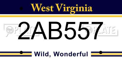 2AB557 West Virginia License Plate