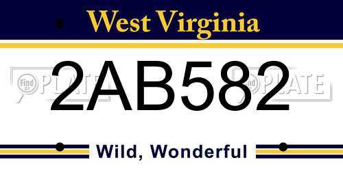 2AB582 West Virginia License Plate