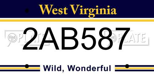 2AB587 West Virginia License Plate