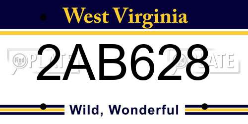 2AB628 West Virginia License Plate