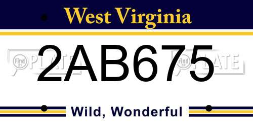 2AB675 West Virginia License Plate