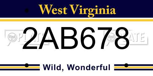 2AB678 West Virginia License Plate