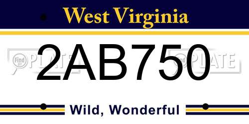 2AB750 West Virginia License Plate
